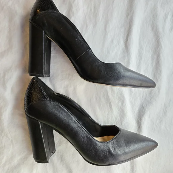 Nine West Aileen Block Heel sz 7.5 Black Snakeskin - Picture 9 of 10
